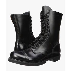 Corcoran Mens 995 Black Leather Side Zip Cap Toe Jump Combat Work Boots Size 9W